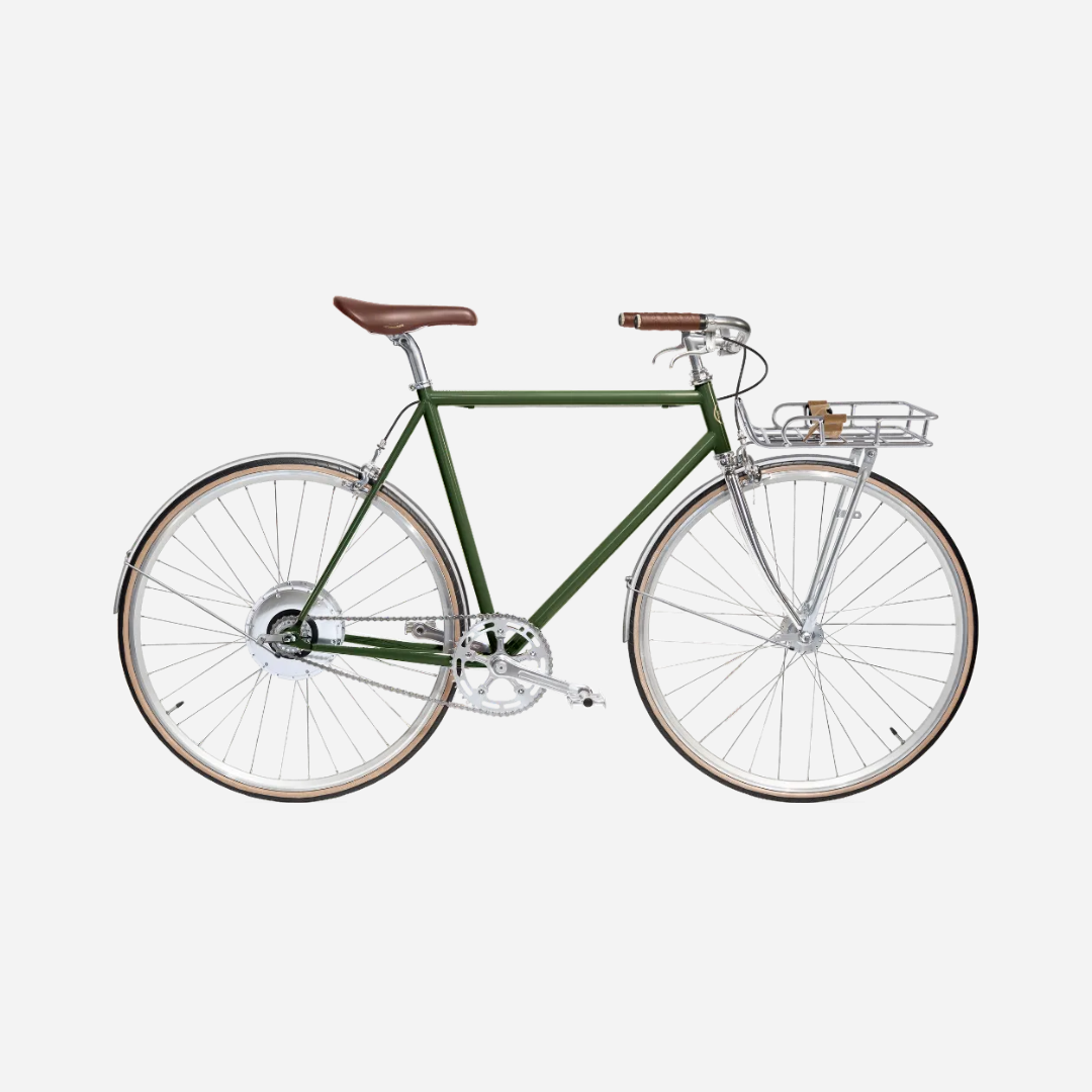 E-bike Jitensha Tokyo Matcha avec garde-boue et panier