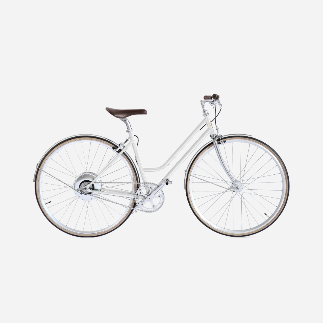 E-bike Jitensha Paris White avec garde-boue