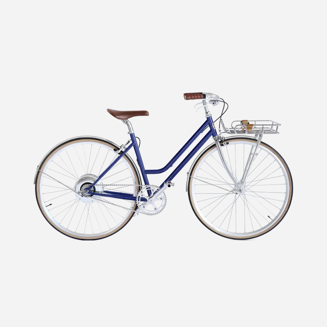 E-bike Jitensha Paris Indigo avec garde-boue et panier