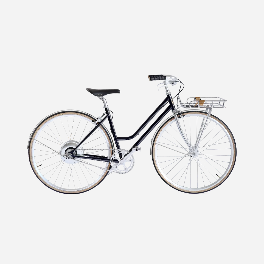 E-bike Jitensha Paris Black avec garde-boue et panier