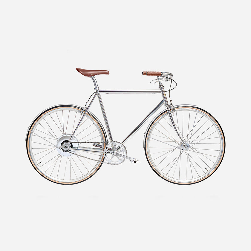 E-bike Jitensha Tokyo Chrome avec garde-boue