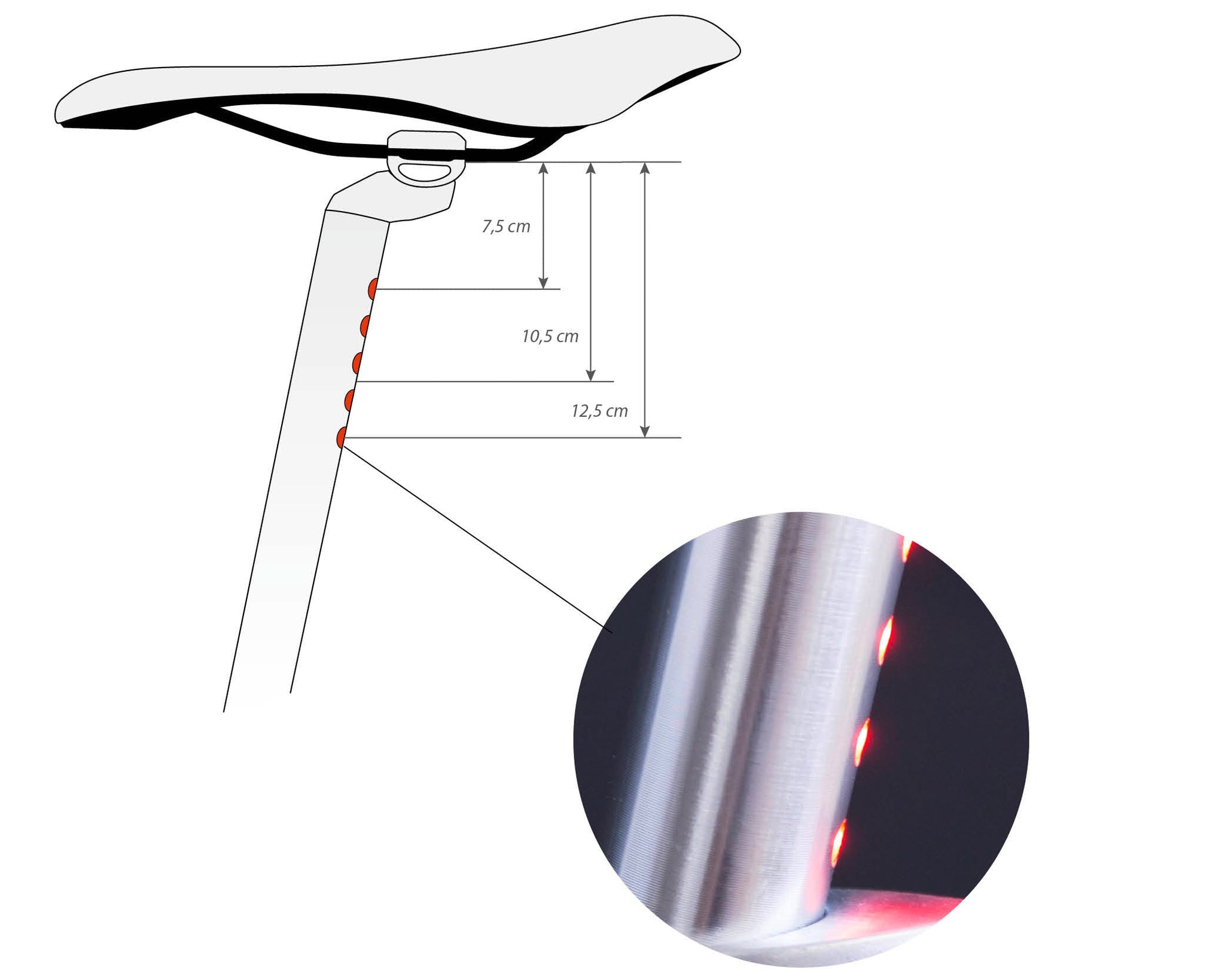 LightSkin - Seatpost with integrated LEDS - Silver