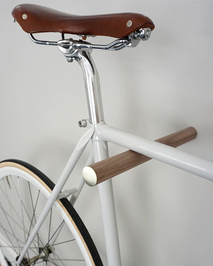 Minimalist Wall Bike Rack - Black Walnut and Brass